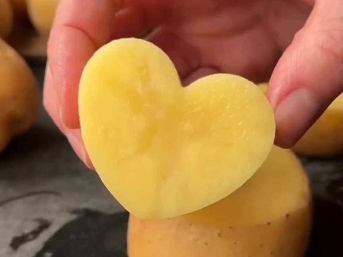 Corações de Batata na Manteiga (Batata Fondant) cortadas